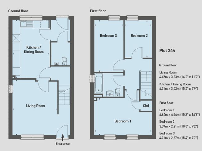 Floor plan 3 bedroom house - artist's impression subject to change